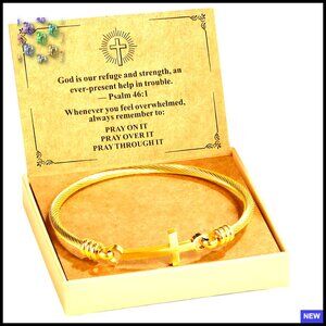 Stainless Steel Cross Bracelet Faith Gift Elegant Minimalist Bangle Jewelry